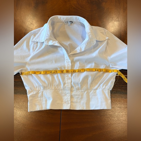 Fashion Nova, White Women's Blouse, size M, mid length, - Picture 5 of 6
